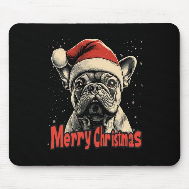 Bulldog Santa Hat Merry Christmas Xmas Dog Lover P Mouse Mat (Front)