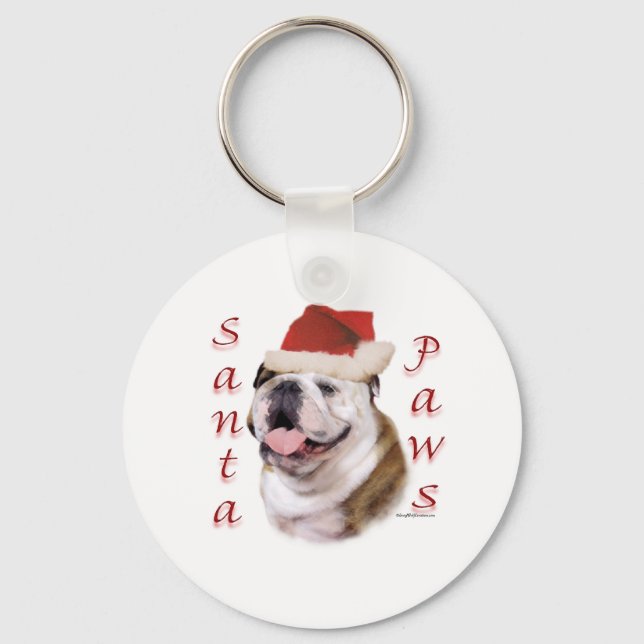 Bulldog Santa Paws Key Ring (Front)