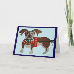 Bulldog Santa's Reindeer Card