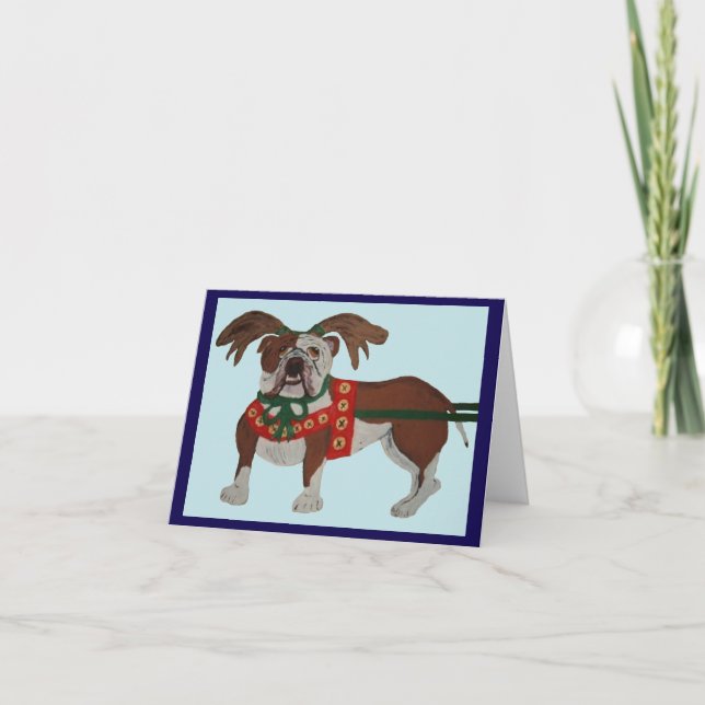Bulldog Santa's Reindeer Invitation (Front)