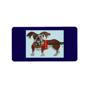 Bulldog Santa's Reindeer Label