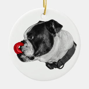 Bulldog Scarlet Tongue Charm Ceramic Tree Decoration