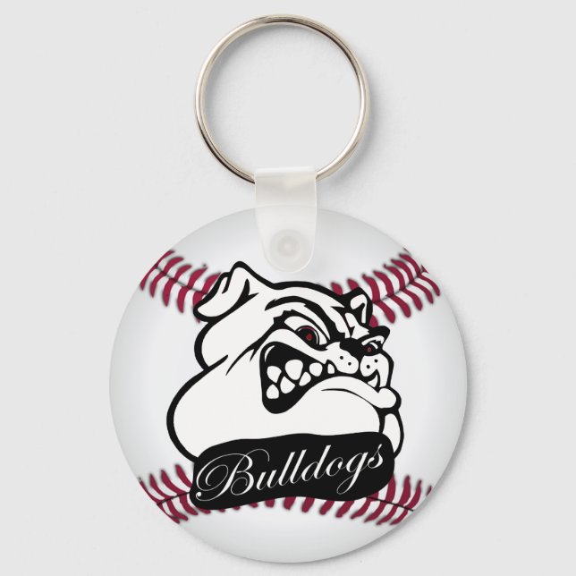 Bulldog School Team Mascot Baseball Key Ring (Front)