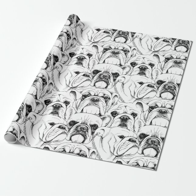 Bulldog Seamless Wrapping Paper Sheets (Unrolled)