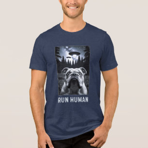 Bulldog Selfie UFO Fun and Quirky Gift Tri-Blend Shirt