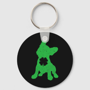 Bulldog Shamrock St Patrick Day Owner Frenchie Dog Key Ring