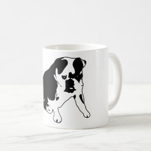 Bulldog Silhouette Black and White Dog Artwork Coffee Mug