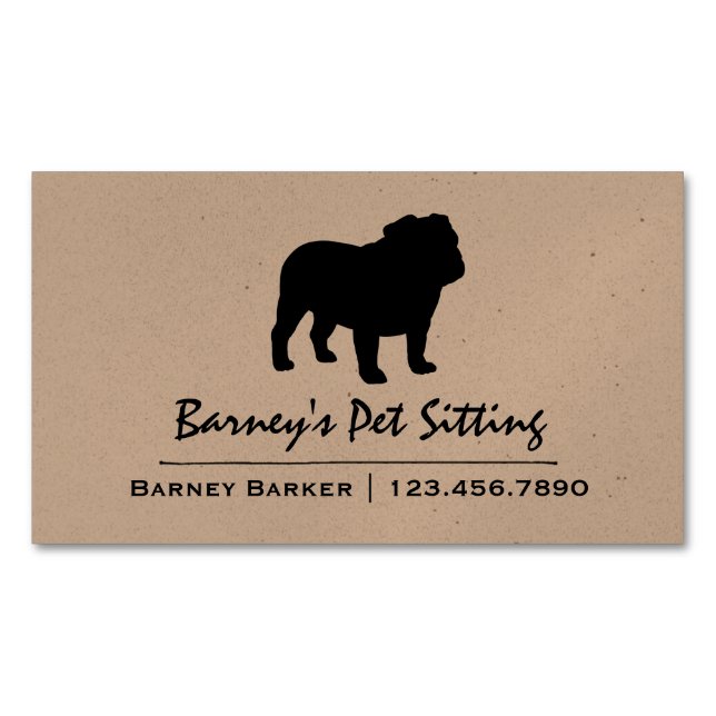 Bulldog Silhouette Magnetic Business Card (Front)