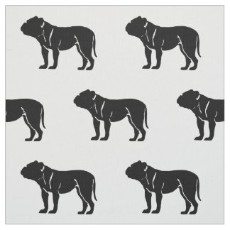 Bulldog Silhouette Pattern Pets Fabric
