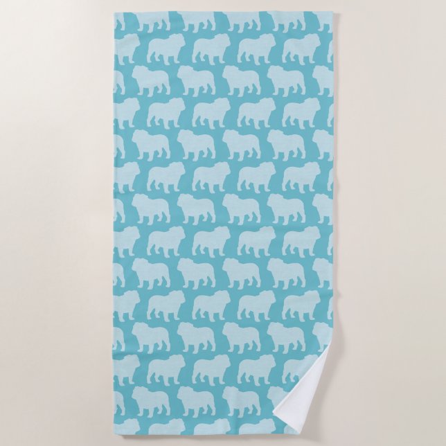 Bulldog Silhouettes Pattern Beach Towel (Front)