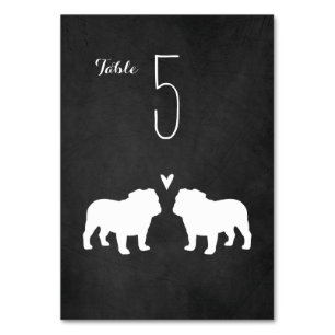 Bulldog Silhouettes Wedding Reception Table Number
