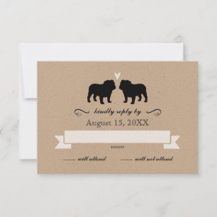 Bulldog Silhouettes Wedding RSVP Reply Card