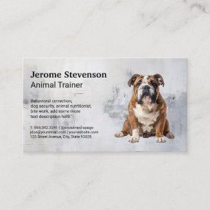 Bulldog Sitting Down Dog Trainer Business Card