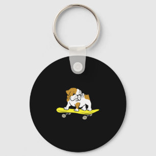 Bulldog Skateboarding Dog Skater Bulldog Key Ring
