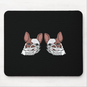 Bulldog Skeleton Hand On Breast Halloween Costume Mouse Mat