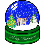 bulldog snow globe photo sculpture decoration<br><div class="desc">cute holiday ornament</div>