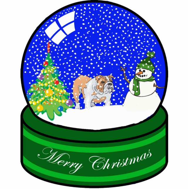 bulldog snow globe photo sculpture decoration (Front)