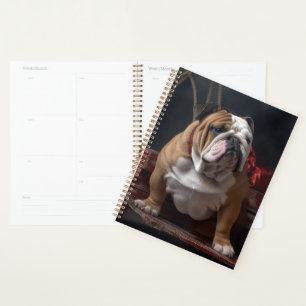 Bulldog Snowy Sleigh Christmas Decor Planner