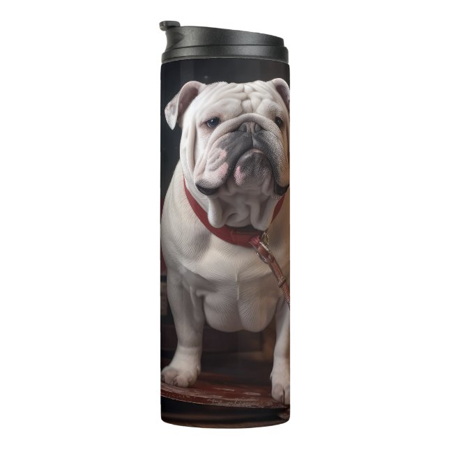 Bulldog Snowy Sleigh Christmas Decor Thermal Tumbler (Rotated Right)