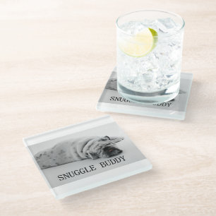 bulldog snuggle buddy glass coaster