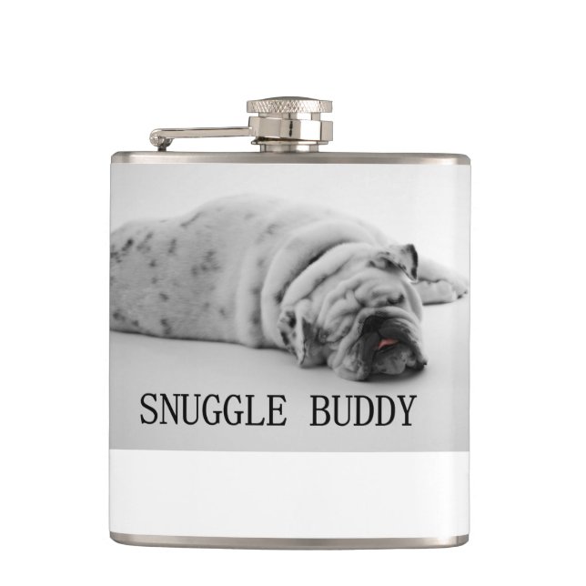 bulldog snuggle buddy hip flask (Front)