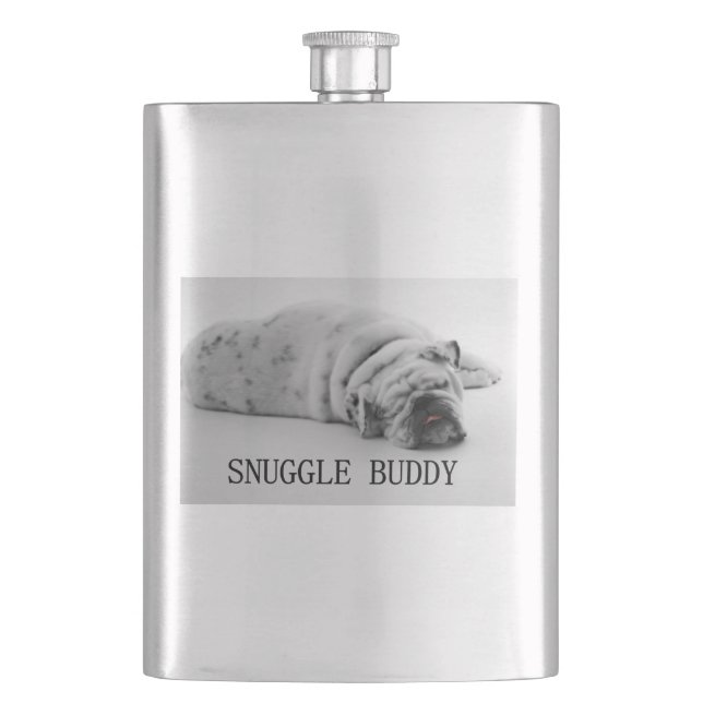 bulldog snuggle buddy hip flask (Front)
