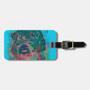Bulldog Splash Watercolor Painting Luggage Tag