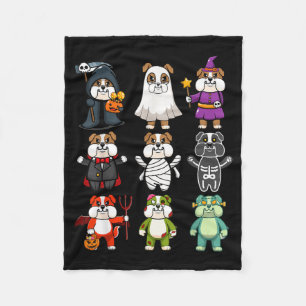 Bulldog Spooky Boo-Jee Horror Pumpkin Bulldog Fleece Blanket