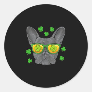 Bulldog St Patrick's Day Frenchie Lover Men Women  Classic Round Sticker