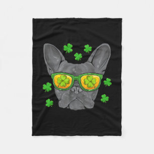 Bulldog St Patrick's Day Frenchie Lover Men Women Fleece Blanket