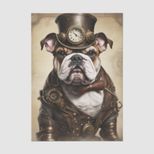 Bulldog Steampunk Decoupage Tissue Paper