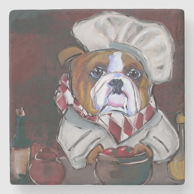 Bulldog  stone coaster (Front)