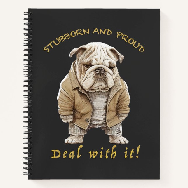 Bulldog Stubborn Deal With It Cute Adorable Funny  Notebook (Front)