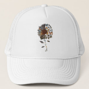 Bulldog Sunflower You Are My World Dog Themed Lady Trucker Hat