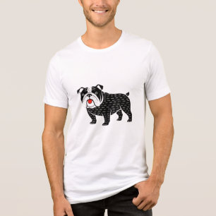 Bulldog T-Shirt   Kawaii Folk Art Dog Graphic Tee