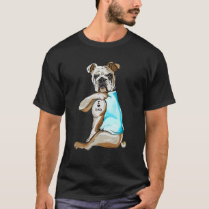 Bulldog Tattoos I Love Dad Dog Lover Gift Father T-Shirt