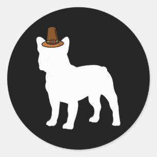 Bulldog Thanksgiving Day Dog Puppy Lover Autumn Fa Classic Round Sticker