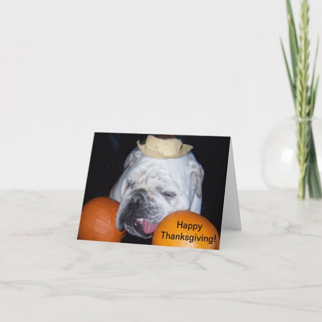 Bulldog Thanksgiving Holiday Card (Front)