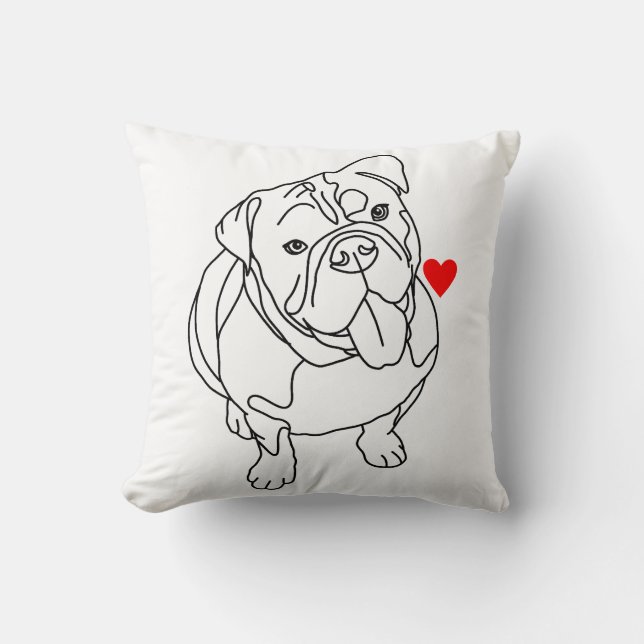 Bulldog Throw Pillow, English Bulldog Throw Pillow (Front)