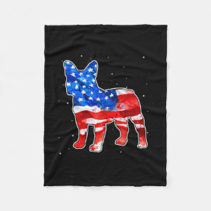 Bulldog Tie Dye American Flag Patriotic 4th Of Jul Fleece Blanket
