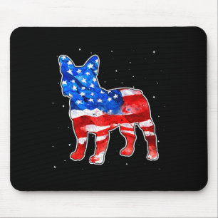 Bulldog Tie Dye American Flag Patriotic 4th Of Jul Mouse Mat