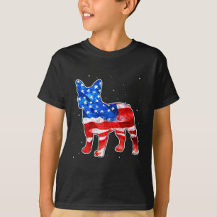 Bulldog Tie Dye American Flag Patriotic 4th Of Jul T-Shirt