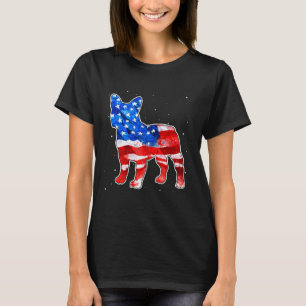 Bulldog Tie Dye American Flag Patriotic 4th Of Jul T-Shirt