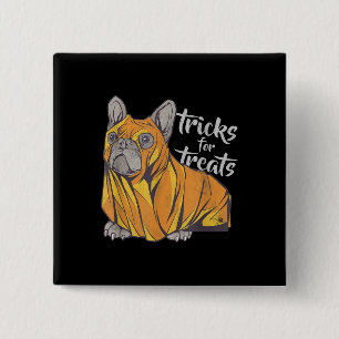 Bulldog Tricks For Treats Cute Halloween Bulldogs 15 Cm Square Badge