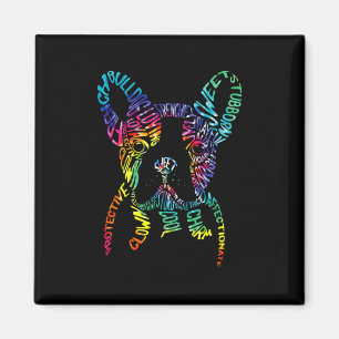 Bulldog Typography Tie Dye Word Art Frenchie Dog G Magnet