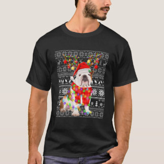 Bulldog Ugly Christmas Reindeer Lights Funny For D T-Shirt