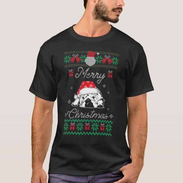 Bulldog Ugly Christmas Sweater  English Bulldog (Front)