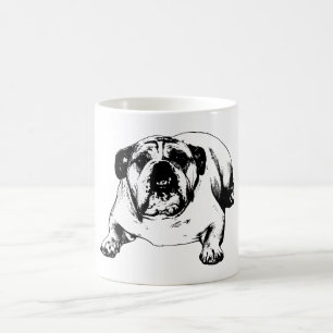 Bulldog unbothered by snow coffee mug