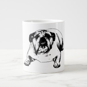 Bulldog unbothered by snow large coffee mug
