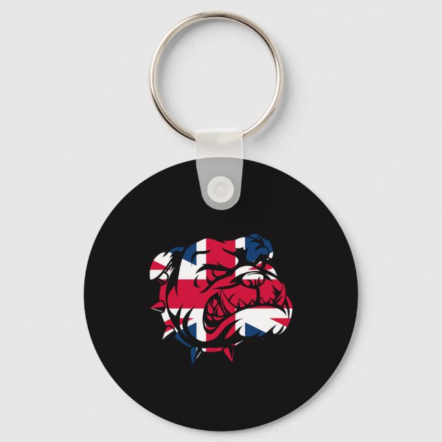 Bulldog Union Jack Flag  Key Ring (Front)